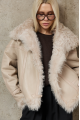 Double-sided beige sheepskin coat made of natural sheepskin